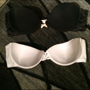 TWO FOR PRICE OF ONE STRAPLESS PUSH-UP BRAS